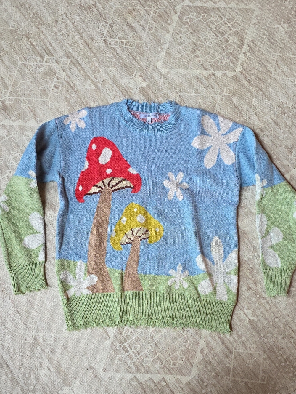 NWOT Miss Sparkling Mushroom Print Sweater